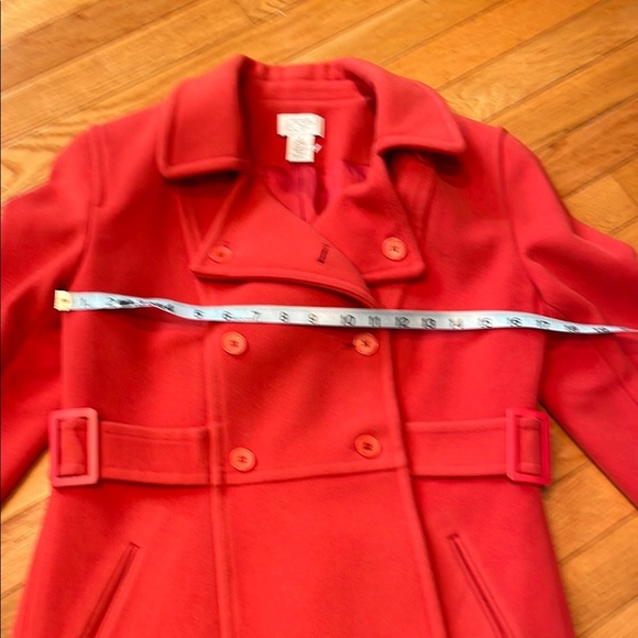 LOFT Orange Pea Coat with Tailored Fit and Prominent Collar - Picture 5 of 9
